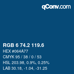 カラーコード: RGB 6 74.2 119.6 | qconv.com