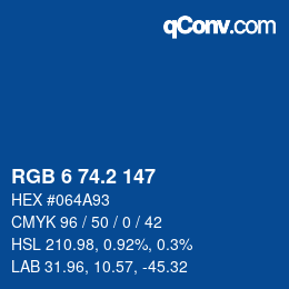 カラーコード: RGB 6 74.2 147 | qconv.com