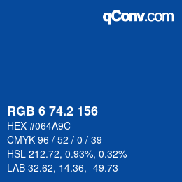 カラーコード: RGB 6 74.2 156 | qconv.com