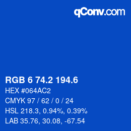 カラーコード: RGB 6 74.2 194.6 | qconv.com