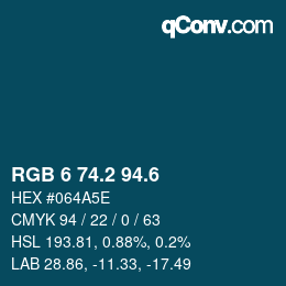 カラーコード: RGB 6 74.2 94.6 | qconv.com