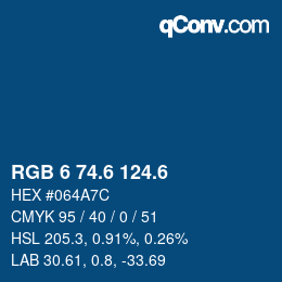 カラーコード: RGB 6 74.6 124.6 | qconv.com