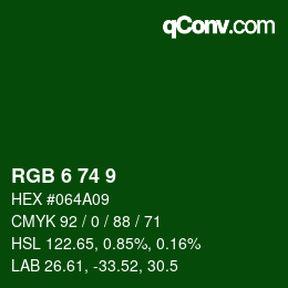 Color code: RGB 6 74 9 | qconv.com