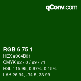 カラーコード: RGB 6 75 1 | qconv.com