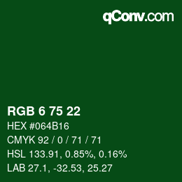 Color code: RGB 6 75 22 | qconv.com