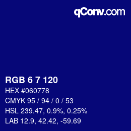 Color code: RGB 6 7 120 | qconv.com