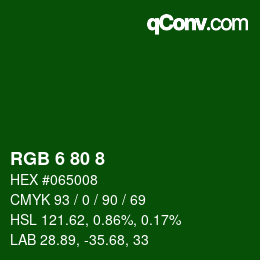 カラーコード: RGB 6 80 8 | qconv.com