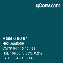カラーコード: RGB 6 80 94 | qconv.com