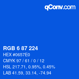 颜色代码: RGB 6 87 224 | qconv.com
