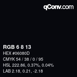 カラーコード: RGB 6 8 13 | qconv.com