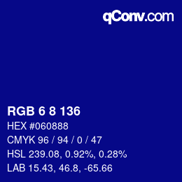 カラーコード: RGB 6 8 136 | qconv.com