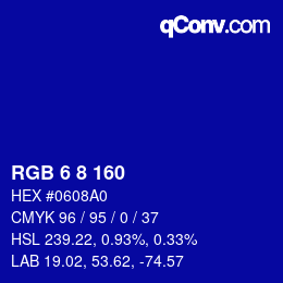 Color code: RGB 6 8 160 | qconv.com