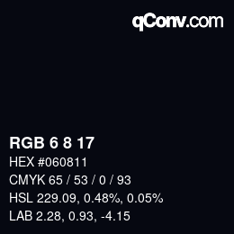 Color code: RGB 6 8 17 | qconv.com