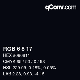 カラーコード: RGB 6 8 17 | qconv.com