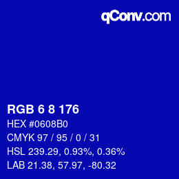 Color code: RGB 6 8 176 | qconv.com