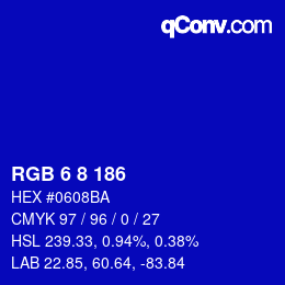 Color code: RGB 6 8 186 | qconv.com