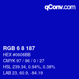 カラーコード: RGB 6 8 187 | qconv.com