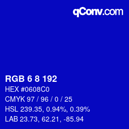カラーコード: RGB 6 8 192 | qconv.com
