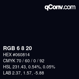 カラーコード: RGB 6 8 20 | qconv.com