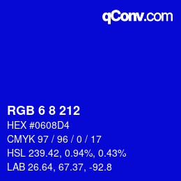 Color code: RGB 6 8 212 | qconv.com