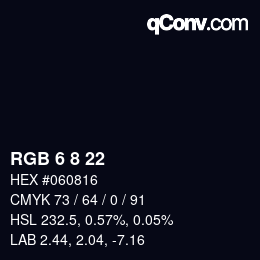 カラーコード: RGB 6 8 22 | qconv.com