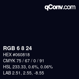 カラーコード: RGB 6 8 24 | qconv.com