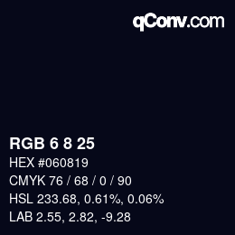 Color code: RGB 6 8 25 | qconv.com