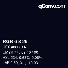 Code couleur: RGB 6 8 26 | qconv.com