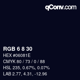 颜色代码: RGB 6 8 30 | qconv.com
