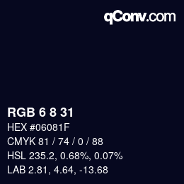 カラーコード: RGB 6 8 31 | qconv.com
