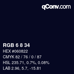Color code: RGB 6 8 34 | qconv.com
