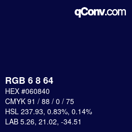 Color code: RGB 6 8 64 | qconv.com