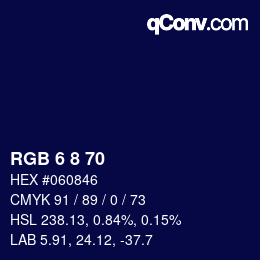 カラーコード: RGB 6 8 70 | qconv.com