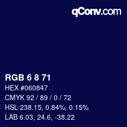 颜色代码: RGB 6 8 71 | qconv.com