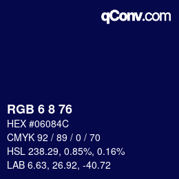 颜色代码: RGB 6 8 76 | qconv.com