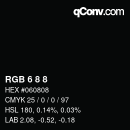 Código de color: RGBA 6 8 8 1 | qconv.com