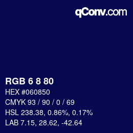 Color code: RGB 6 8 80 | qconv.com