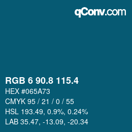 カラーコード: RGB 6 90.8 115.4 | qconv.com