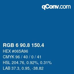 カラーコード: RGB 6 90.8 150.4 | qconv.com