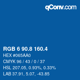 カラーコード: RGB 6 90.8 160.4 | qconv.com