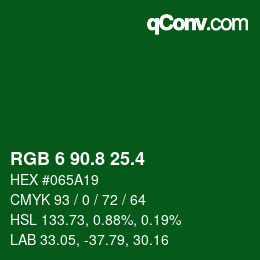 カラーコード: RGB 6 90.8 25.4 | qconv.com