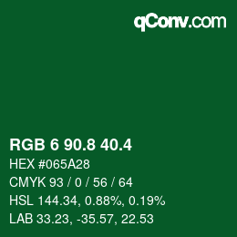 カラーコード: RGB 6 90.8 40.4 | qconv.com