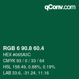 カラーコード: RGB 6 90.8 60.4 | qconv.com