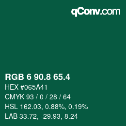 カラーコード: RGB 6 90.8 65.4 | qconv.com