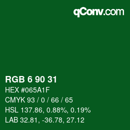 Color code: RGB 6 90 31 | qconv.com