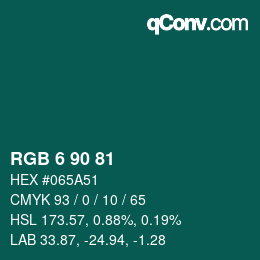 Farbcode: RGB 6 90 81 | qconv.com