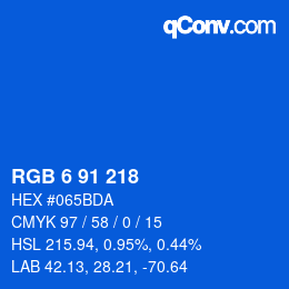 Color code: RGB 6 91 218 | qconv.com