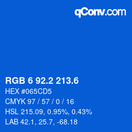 カラーコード: RGB 6 92.2 213.6 | qconv.com