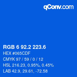 カラーコード: RGB 6 92.2 223.6 | qconv.com