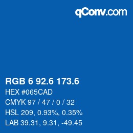 カラーコード: RGB 6 92.6 173.6 | qconv.com